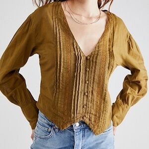Free People Paula Blouse in Viper Size xs